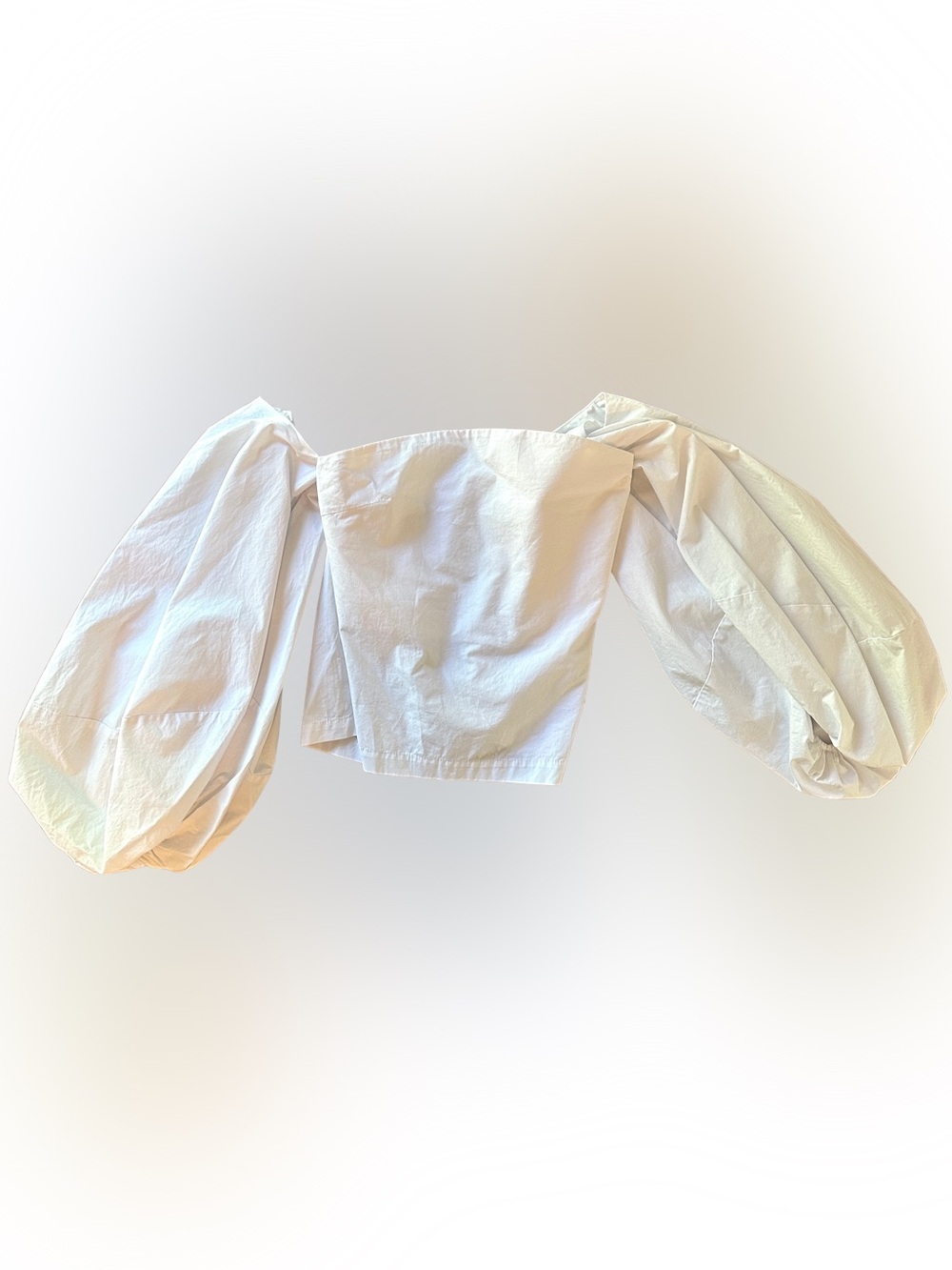 Gracia White Cotton off shoulder top with balloon sleeves size small